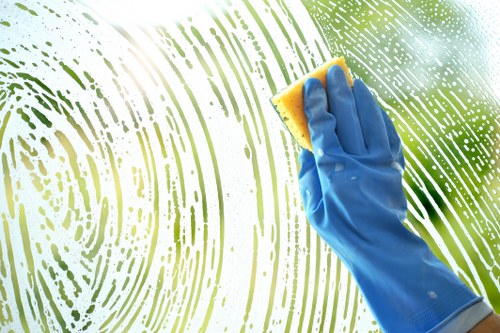 Professional rug cleaning process in a home setting